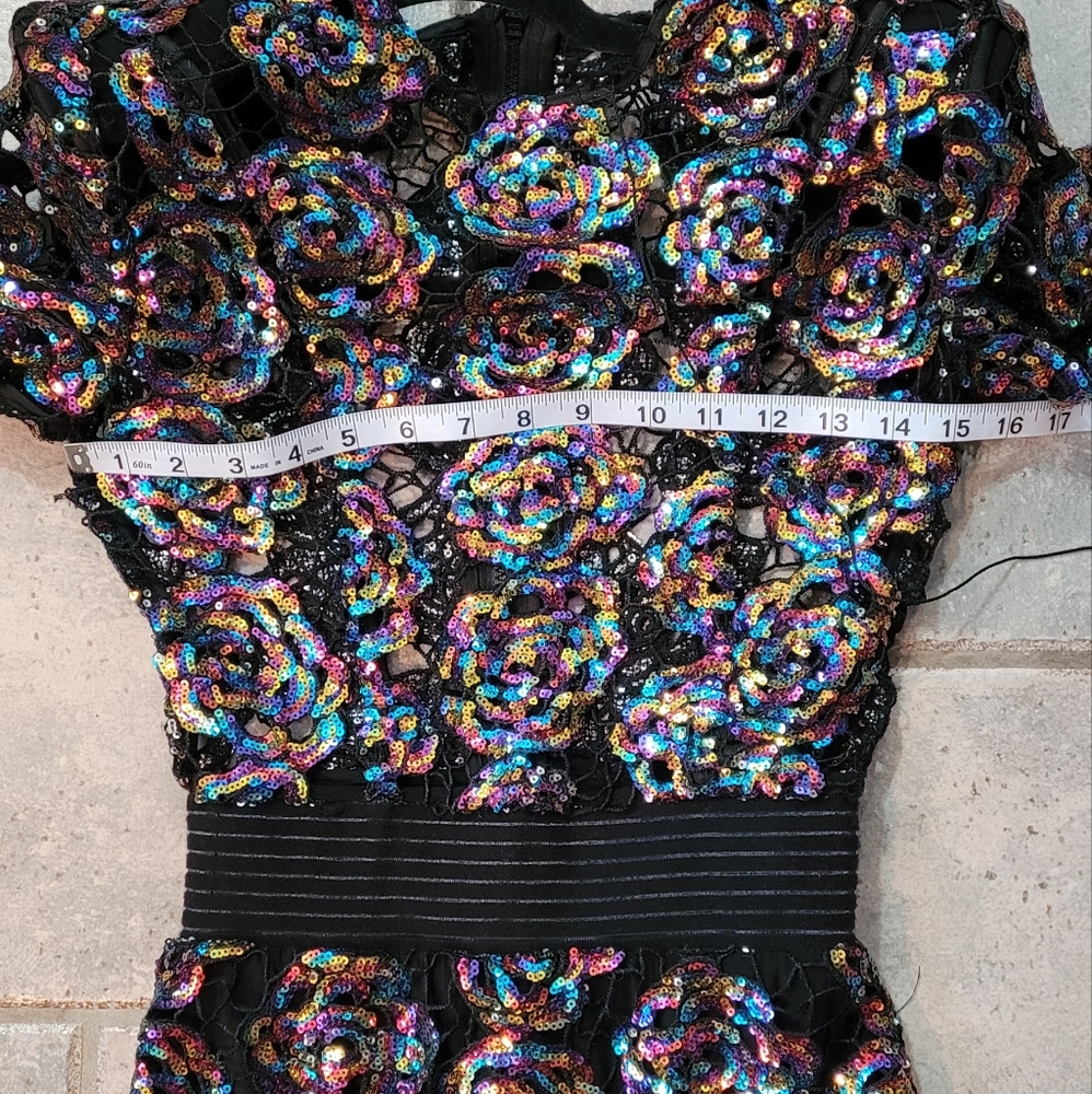🤑SOLD🤑ZHIVAGO MOKAI NIGHTS SEQUINED LACE CALF-LENGTH DRESS - Picture 12 of 16